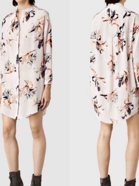 All Saints Helle Yoro Silk Shirt Dress